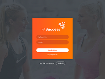 FitSuccess Login Screen fitness form gradient login orange sign in sign up women