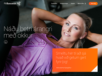 Fitsuccess Frontpage fitness gradient hero login orange thin website women