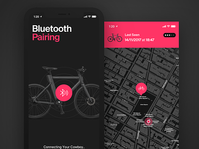 Cowboy App - Bluetooth Pairing app bike bluetooth dark ios map pairing