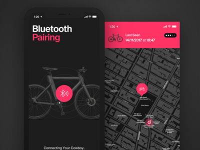 Cowboy App - Bluetooth Pairing app bike bluetooth dark ios map pairing