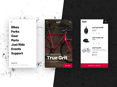 Lauf - Mobile Version bike gritty grunge menu mobile product shop website