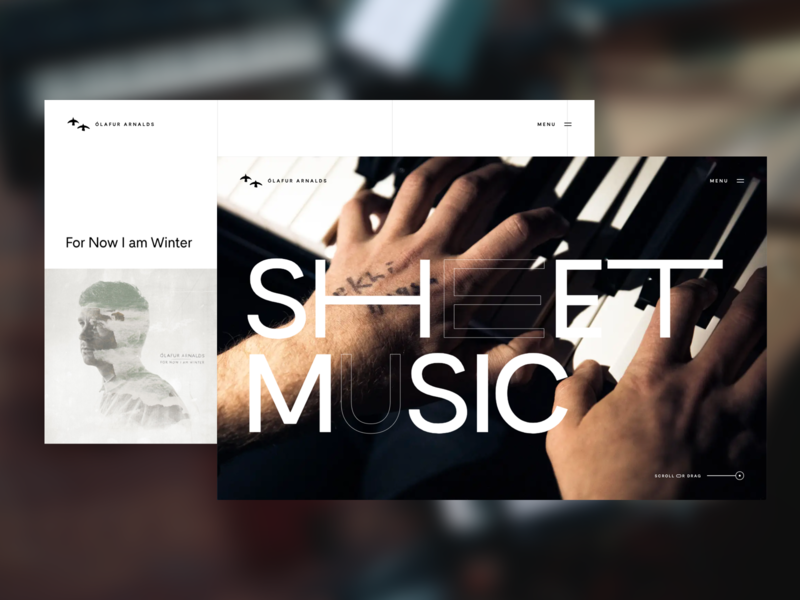 Ólafur Arnalds - Sheet Music albums artist horizontal music player scroll variable font website