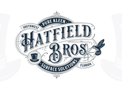 Hatfield & Co. brand identity clean cleaning hat hummingbird illustrator logo luxury sophisticated typography victorian vintage