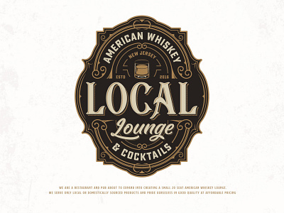 Local Lounge adobe illustrator classic cocktails food and drink glass label lounge luxury ornament pub restaurant typography vintage whiskey