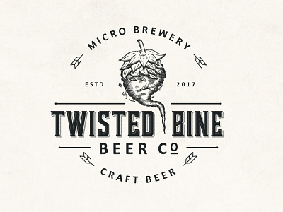 Twisted Bine adobe illustrator beer bine brewery brewing classic craft beer distillery elegant food and drink hand drawn hop illustration logo design retro vintage