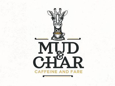 Mud and char adobe illustrator classic coffee coffee shop cup drawing elegant food and drink giraffe hand drawn logo design retro tea typography
