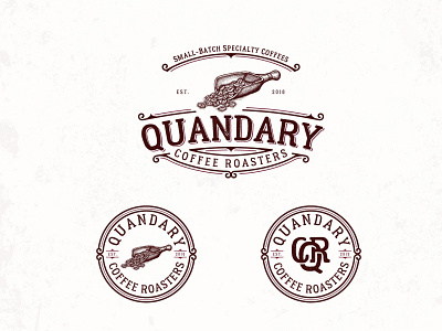 Quandary Coffee Roasters adobe illustrator classic coffee coffee bean coffee shop craft detail drink hand drawn illustration logo design retro roaster rustic vintage