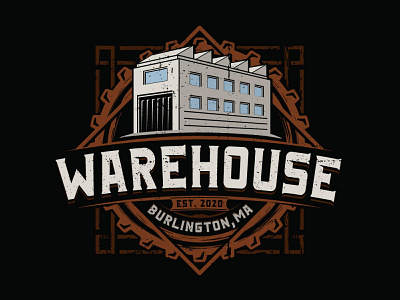 WAREHOUSE classic gear illustration logo design luxury retro strong t shirt vintage warehouse