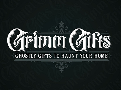 Grimm Gifts Logo adobe illustrator boutique branding dark decor design elegant gift gothic key hole logo ornament retail retro typography vintage
