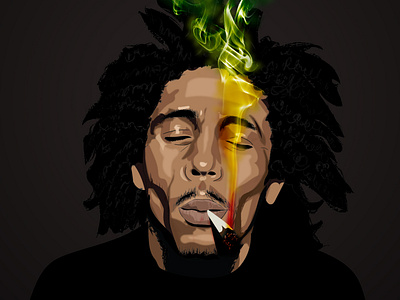 Bob Marley adobe illustrator bobmarley illustration jamaica portrait reggae singer