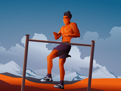 Flying Calisthenics Man Illustration