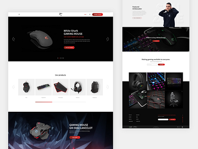 Stylish Website for Gaming Peripherals Brand White Shark design gaming gaming equipement hero landingpage mice page productpage ui ux web webdesign websitedesigncroatia