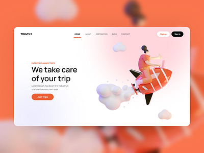 Hero Header 999watt design graphic design hero header illustration orange red travelling trips ui ux web web design