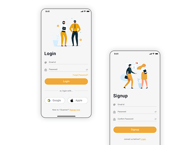 Login Screens app design illustration login signup ui ux