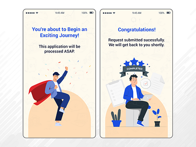 Congratulations Screens design illustration ui