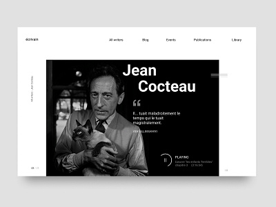 Biography page about Jean Cocteau design minimal page uxui webdesign writes
