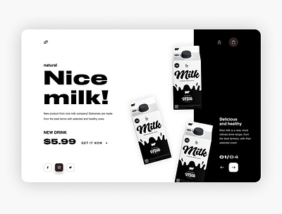 Product page Nice milk! animation design figma icon illustration logo minimal typography uxui webdesign