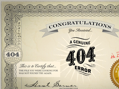 Certificate 404 antique certificate congratulations design error fireworks graphic illustrator page