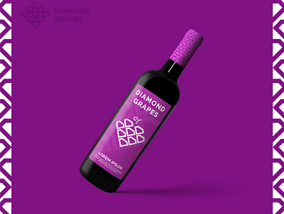 Grape Diamond Bottle branding diamond grapes flat grapes graphic design icon illustration logo logotype minimal