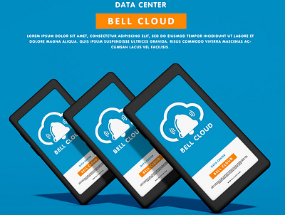 Bell Cloud Data Center branding flat icon illustrator logo logotype minimal mobile mobile design mockup vector