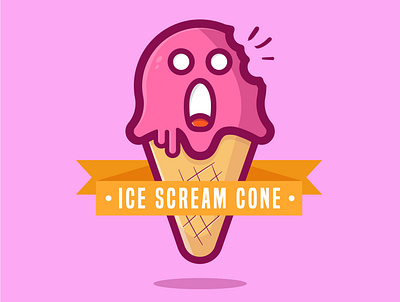 Ice Scream Cone branding cone design flatdesign ice icecream icon illustration illustrator logo logotype scream screaming vector