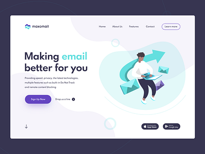 Maxomail - Landing Page homepage illustration landing page mail ui ux web design web page design website