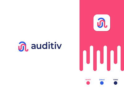 Auditiv - Logo Design a lettermark app audio brand identity branding colorful logo creative design graphicdesign icon illustration logo design minimal modern logo typography