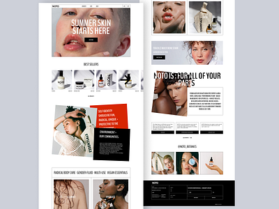 NOTO E-commerce beauty black cosmetics design minimalist modern red redesign typography ui website