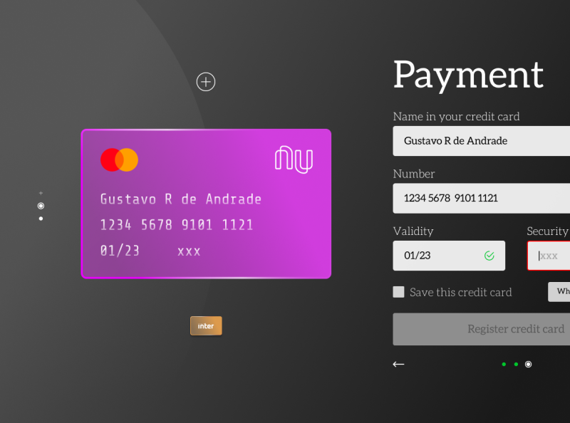 002 day credit card checkout by Gustavo Andrade on Dribbble