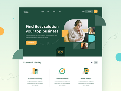 Business Solutions - Landing Page 2d agency app business categories dailyui design finto free freelance homepage illustration landing page minimal solutions ui ux webdesign webpage website