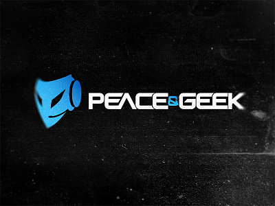 Peace & Geek logotype gaming geek headset mic peace robot