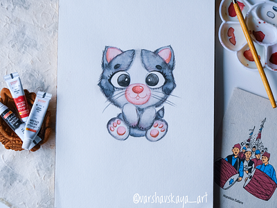 Cute kitten 😻 art artist artwork design draw drawing illustration illustrator kitten paint painter painting sketch sketchbook watercolor акварель арт кот милаяиллюстрация скетч