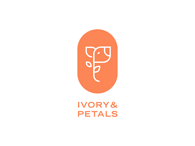 Ivory & Petals Logo elephant flower logo