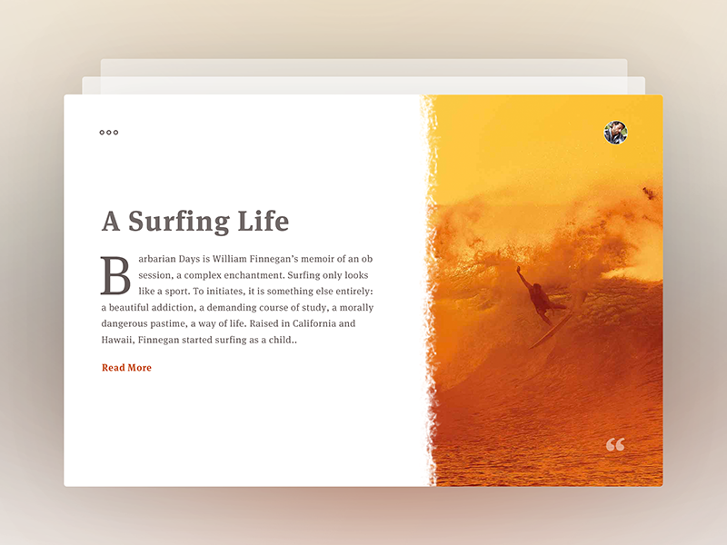 Article - A Surfing Life serif headline quotes typeface serif font journal brush surfing typography card blog article