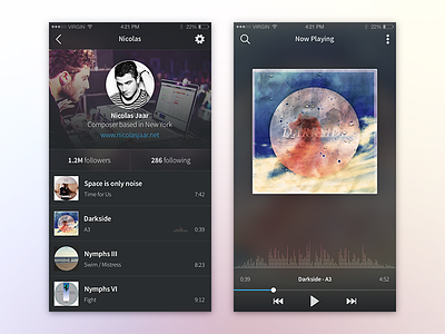 iOS - Music App app audio dark gradient graph icon interface ios 10 music player sound transparency