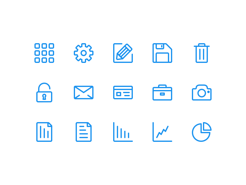 Totum - Iconography data graphs asset finance fintech credit card settings edit floppy disk web analytics pie chart report