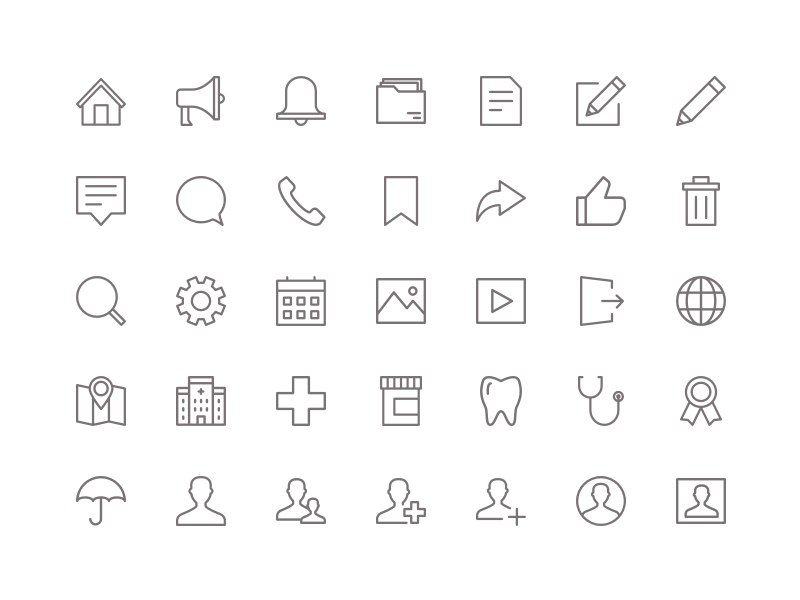 MedCircle - Iconography share likes bookmarks patient dentist hospital doctor medical teeth icons healthcare