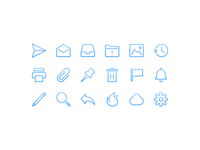 Mail - Iconography cloud email fire flag folder gradient history icon set macos mail pinned sidebar