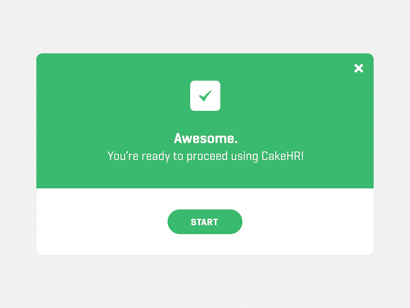 Modal - Green validation button dismiss message alert webapp checkmark green modal window cta window modal popup