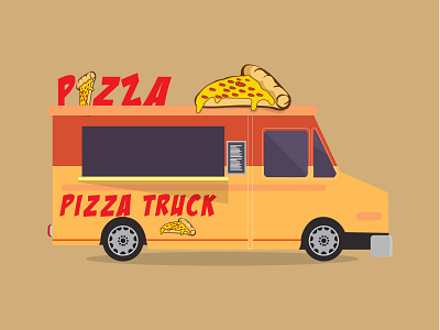 Pizza Truck - Food Truck Illustration branding design food app food illustration illustration logo vector