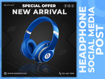 Headphone Social Media Post Design a social media post branding design facebook banner graphicdesign illustration instagram post instagram post design social media post design social media post mockup social media post size typography vector