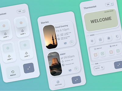 Thermostat app UI design app design flat thermostat ui