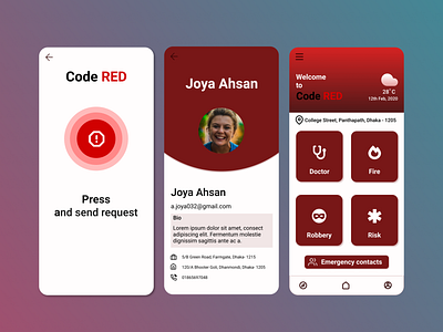 Emergency App UI design app design emergency figma flat gradient color mobile ui ui