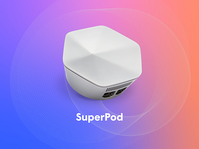 SuperPod branding energy gradient hardware internet plume pod super