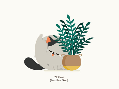 Cat x Plant animal cat character color cute happy illustration illustrator vector