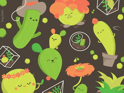 Cactus Pattern cactus cute green illustration pattern plant vector