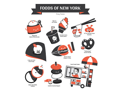 Foods of New York food illustration new york vector