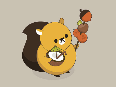 Mr. Squirrel animal character cute design happy illustration illustrator nuts squirrel vector