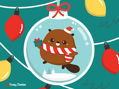 Merry Christmas! beaver christmas cute illustration