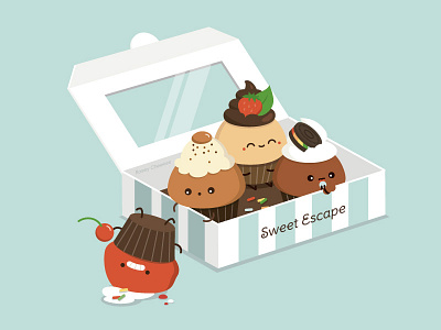 Not such a sweet escape character cupcakes cute dessert illustration vector